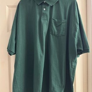 Hanes Green Polo Shirt Short Sleeve Casual SZ 2X Uniform shirt  Dollar Tree